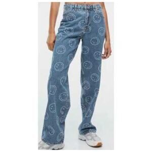 Smiley Originals X H&M Loose Fit High Waist Jeans Women Medium Blue Denim Sz 2